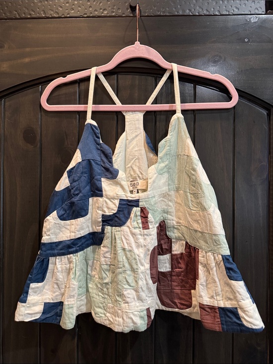 Sea Tops - Sea Patchwork Cari Cotton Tank Top